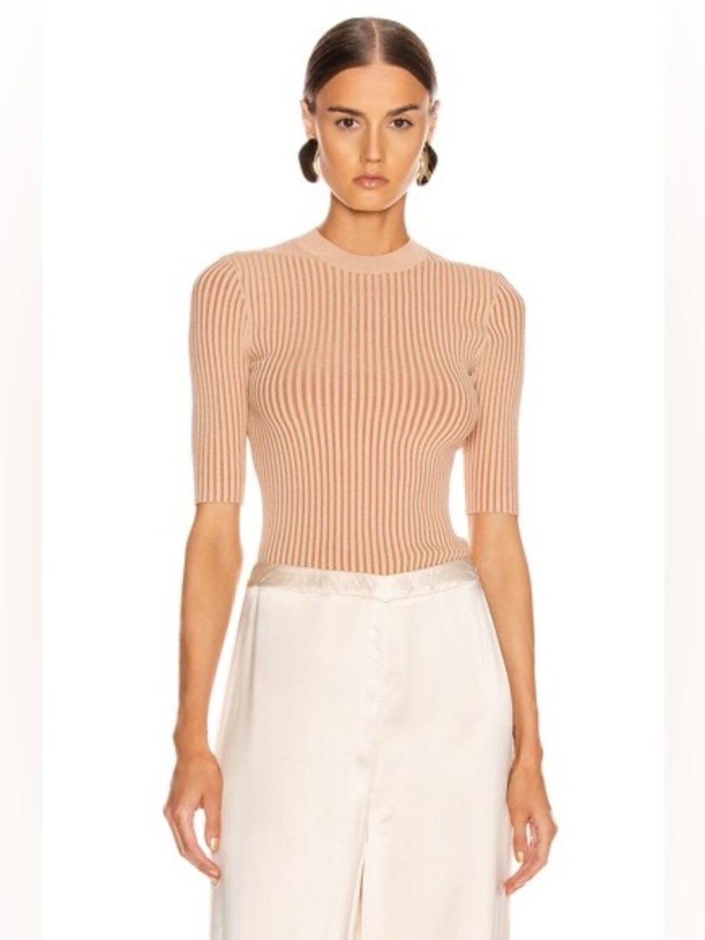DION LEE STRIPED RIBBED TOP IN COPPER ✨